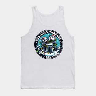 Opossum Raccoon Funny, Trashing Through the Snow, Christmas Animals Tank Top